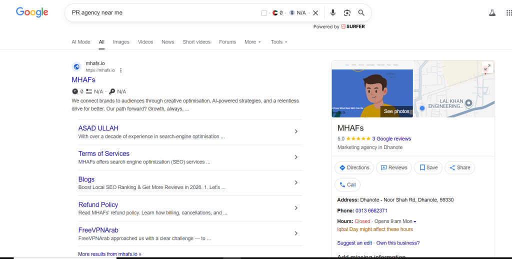 A screenshot of Google PR Agency