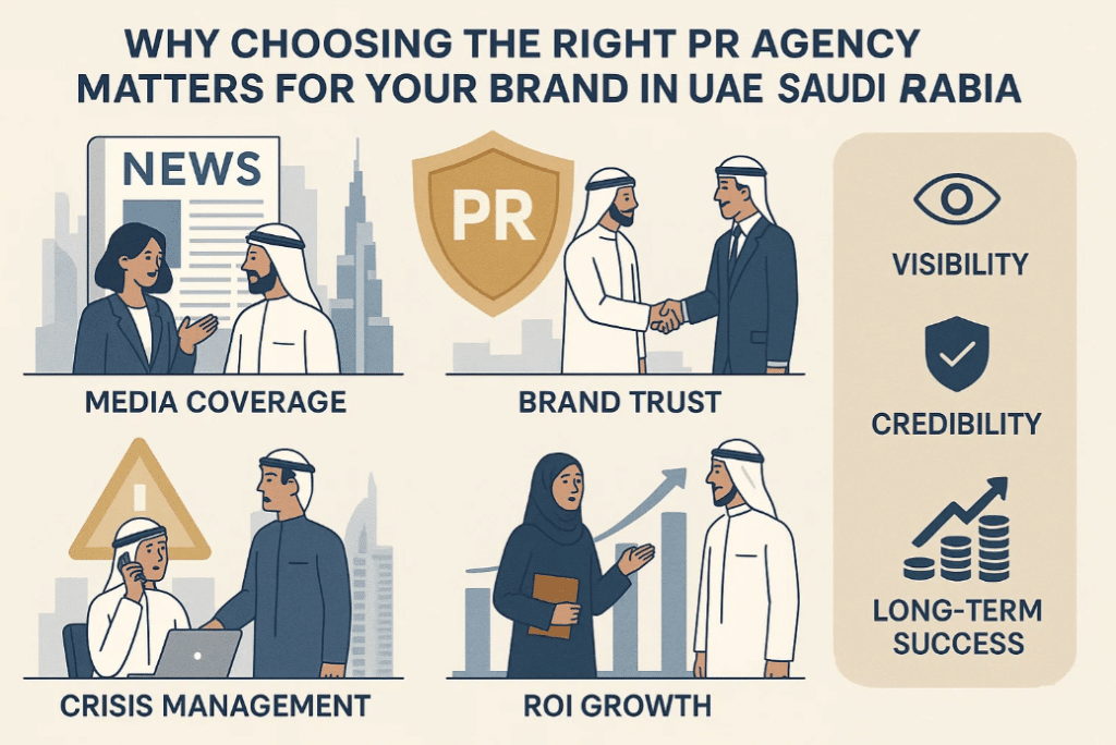 Infographic on choosing the right PR agency in UAE vs Saudi Arabia.